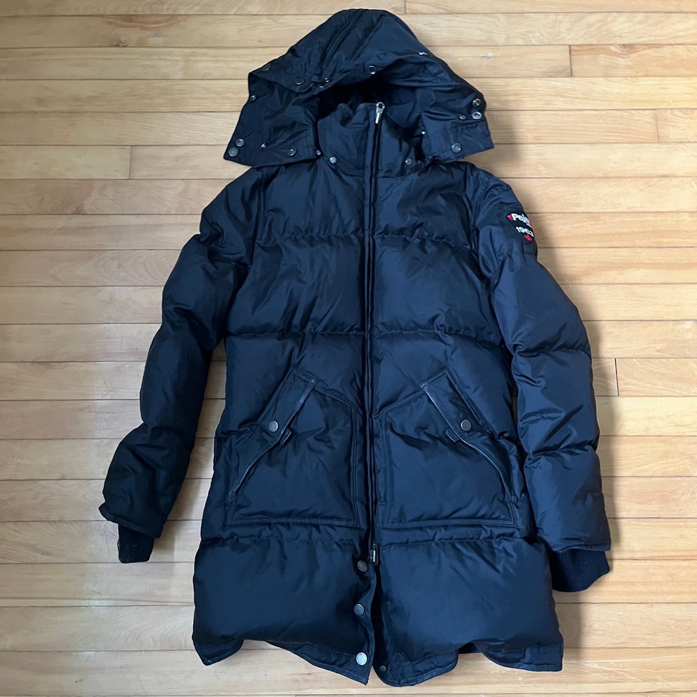 Pajar Canada Black Down Puffer Parka Jacket Hooded Winter Coat 1963 Patch